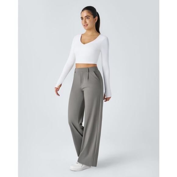 HALARA Pants - Halara NWT Flex Day Stretch High Waist Straight Leg Work Pants Gray Sz S Career